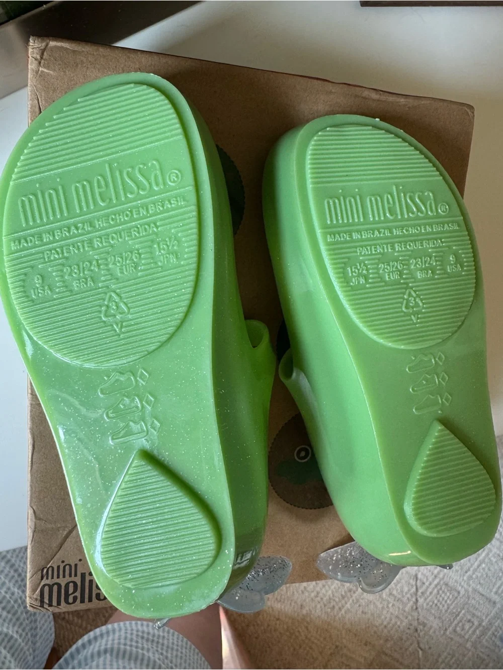 Mini Melissa Disney Tinker bell  Mary Jane Jelly Shoes with Glitter Wings